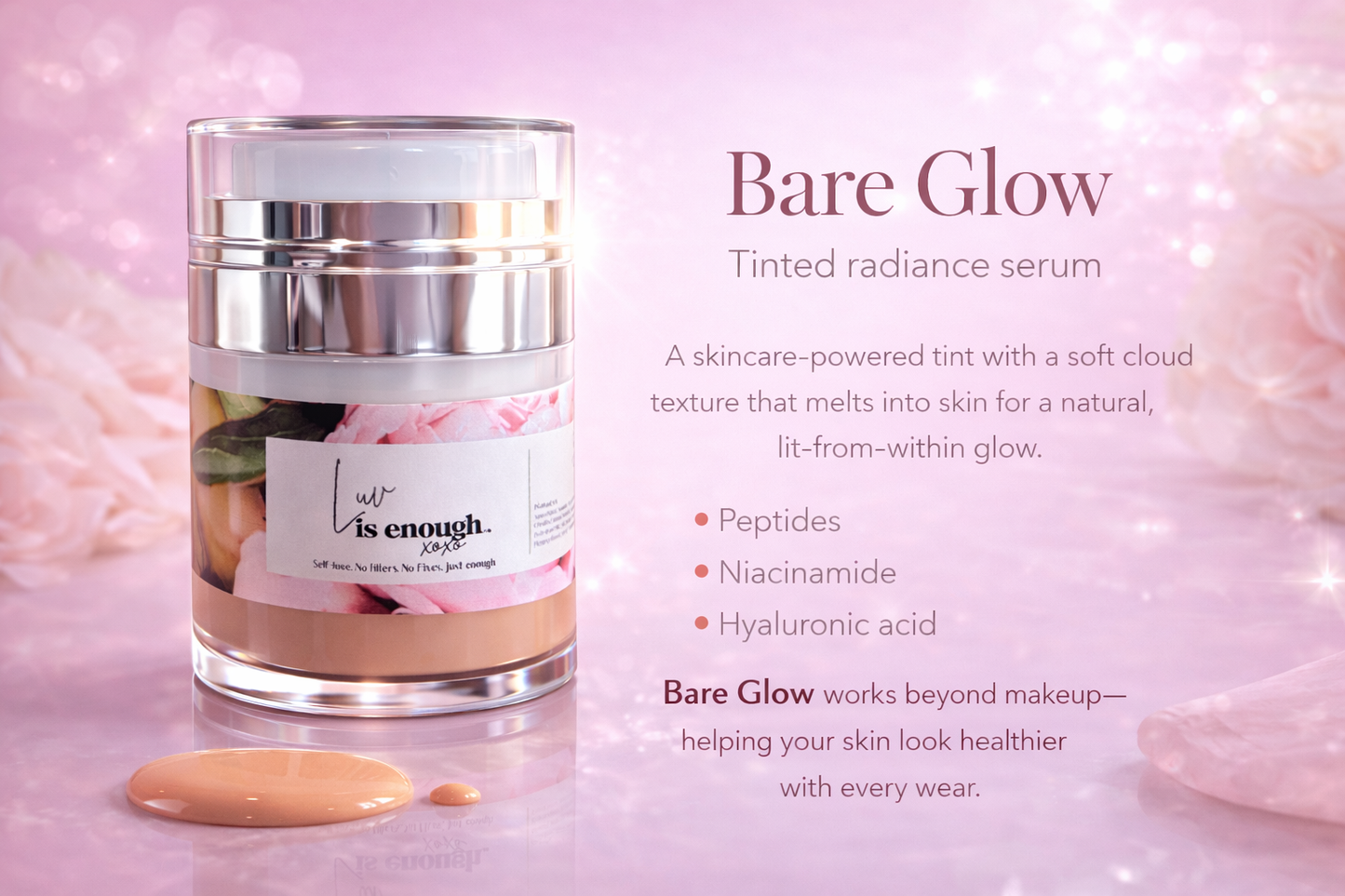 Bare Glow Naked Skin Tint| Hydrating Radiance Tinted Serum 1.1 oz